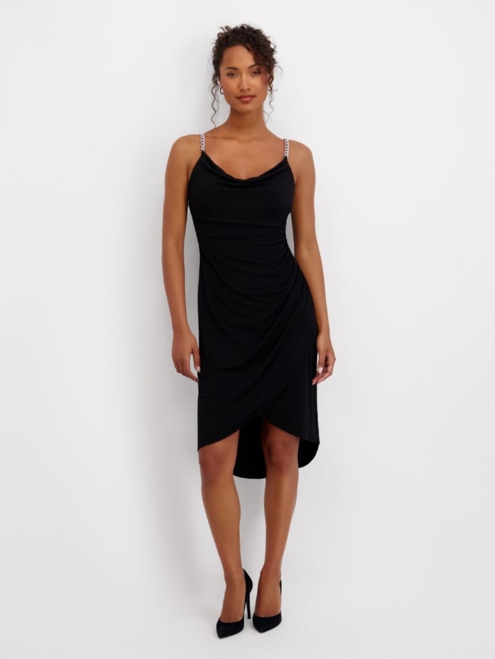 Siena Women's High Low Cowl Neck Dress – Black – Size 8 – NWT